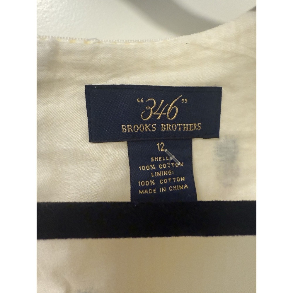 346 BROOKS BROTHERS Pineapple Yellow SHIFT DRESS Size 12 Cotton Lined hemmed 3" - Picture 2 of 4